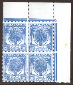 Malaya (Kedah) - Scott #73 - Blk/4 - MNH - Hinge, toning spot/selvage - SCV $6