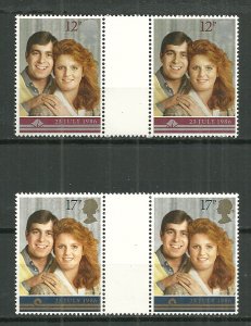 1986 Great Britain 1154-5 Wedding of Prince Andrew & Sarah Ferguson gutter pair