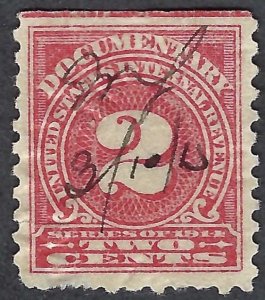 United States #R197 2¢ Documentary (1914). Rose. Good centering. Used.