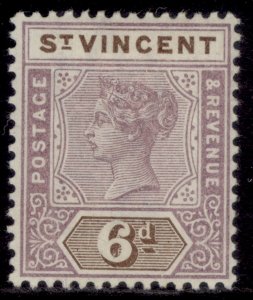 ST. VINCENT QV SG73, 6d dull mauve & brown, LH MINT. Cat £13.