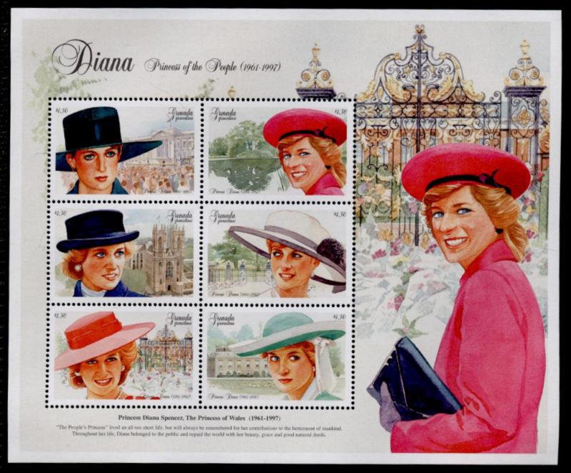 Grenada Grenadines 1998 MNH Princess Diana, Flowers