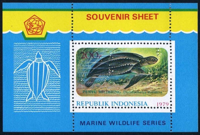 Indonesia 1064-1066,1066a sheet,MNH.Michel 944-946,Bl,31. Dolphins,Turtle,1979.