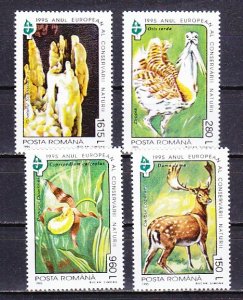 Romania, Scott cat. 4013-4016. Deer, Orchid, Bird & Stalagmites issue.