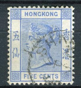 HONG KONG; 1882-96 early QV Crown CA issue fine used 5c. value