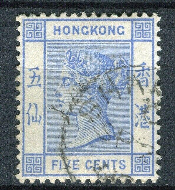 HONG KONG; 1882-96 early QV Crown CA issue fine used 5c. value