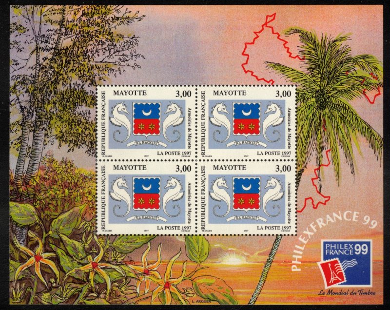 MAYOTTE 1997 Coat of Arms Sheet; Scott 119; MNH