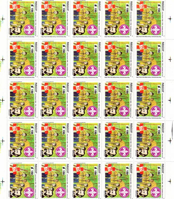 Paraguay 1994 Sc#2503/2504 RED CROSS/SCOUTS Mini-Sheetlet (25) Unfolded MNH