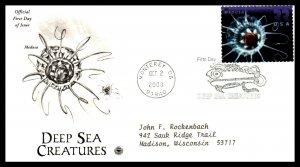 US 3439-3443 Deep Sea Creatures PCS Artcraft Variety Set of Three Typed FDCs