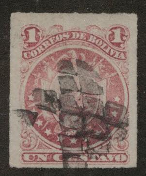 Bolivia Scott 24 Used Rouletted arms stamp