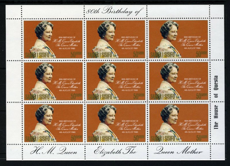 SAMOA QE II 1980 Queen Mother 80th Birthday Mini-Sheet SG 572 MNH