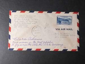 1934 USA Airmail Cover Cleveland OH to Erie PA Clara Adams Signature