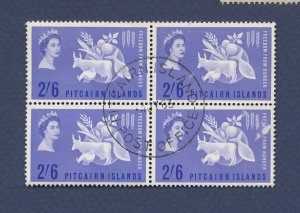 PITCAIRN ISLANDS  - Scott 35 - used block, LR face thin - Freedom from Hunger