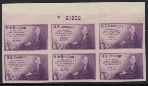 United States #754 Whistler's Mother P# block of 6, Please see description.