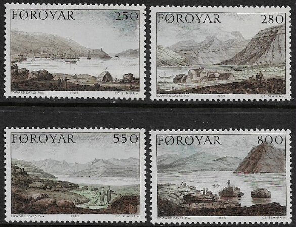 Faroe Is #121-4 MNH Set - Dayes' Landscapes