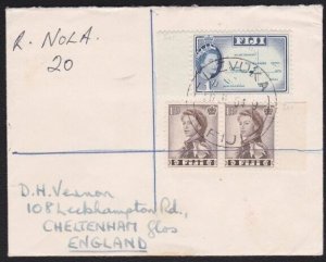 FIJI 1964 Registered cover to NZ ex NOLA - Reg in Mss - Levuka cds.........B2929