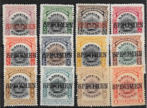 LABUAN SG117s/28s 1902-3 DEFINITIVE SET OVPT SPECIMEN MTD MINT