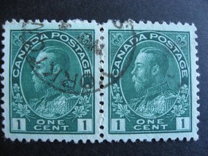 Canada 1c admiral break in frame line plate variety in both used pair Sc 104