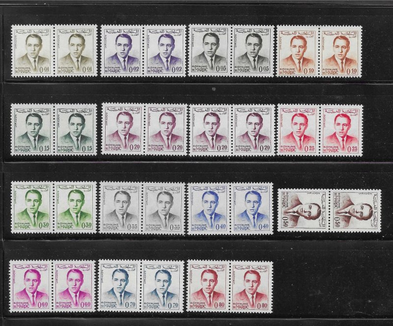 Morocco 1962 King Hassan II Definitive pair Sc 75-84,110-114 MNH A1893
