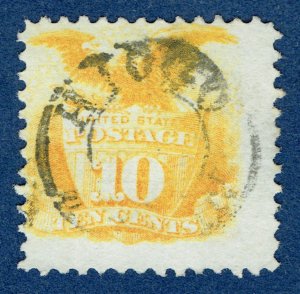 [st7048] USA 1869 Scott#117 used 10¢ yellow w/ HIOGO JAPAN double-circle cancel
