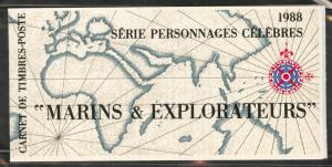 France Scott B598a MNH** FRANCE 1988 EXPLORERS-Map booklet