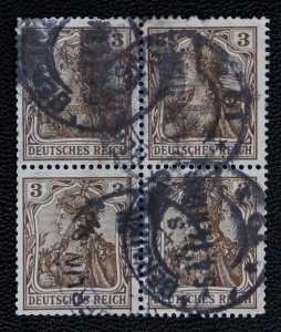 Germany #66,MI#69 Block of 4 Used 1902 Germania 3pf