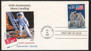 1989 Moon Landing Priority Mail $2.40 Sc 2419 USPS 1st cachet Paul Calle art