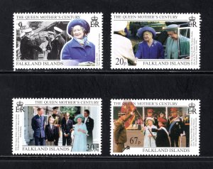 Falkland Islands SC #734-7 VF, MNH,Queen Mother's Century, CV $14.00 ......