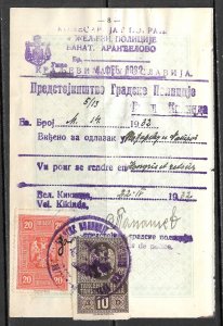HUNGARY 1932 CONSUL FEES AND VISA REVENUES on PASSPORT PAGE 5 stamps