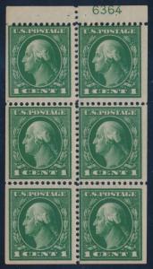 #405b F-VF OG NH BOOKLET PANE OF 6 WITH PLATE NO. CV $110 AU85