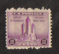 #729 MNH 3c Century of progress 1933 Issue