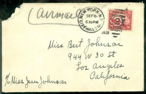 EDW1949SELL : USA 1925 C6 24 cent airmail New York to Los Angeles CA.