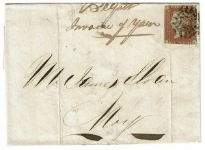Ireland 1842 Armagh Maltese Cross cancel on cover to Moy, Scott 3