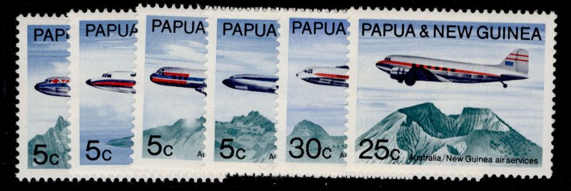 AUSTRALIA - Papua New Guinea QEII SG177-182, 1970 Air services set, NH MINT. 