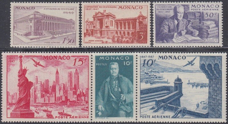 MONACO Sc # C16-20a CPL MNH incl STRIP of 3 for PHILATELIC EXHIBITION in NY 