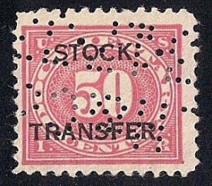 #RD9 50 cents Stock Transfer Stamp used F-VF