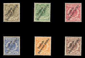 German Colonies, German South West Africa #1-6 Cat$450, 1897 3pf-50pf, set of...