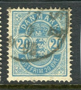 DENMARK; 1884-85 early classic Official issue fine used 20ore. value,