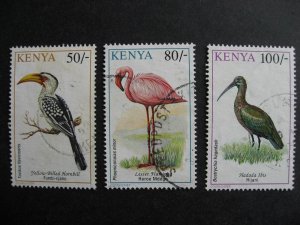 Kenya high value birds stamps Sc 608-10 used, check them out! 