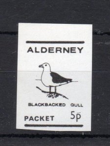 ALDERNEY PARCEL 1980 BIRDS 5p IMPERFORATE PROOF ON UNGUMMED GLOSSY PAPER