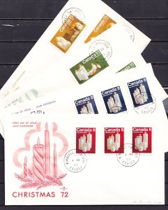 Canada, Scott cat. 606-609. Christmas Candles issue. 4 First day covers. ^