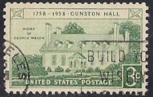 1108 3 cent Gunston Hall, VA, George Mason VF used