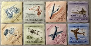 Hungary 1954 #c149-56, Planes, Unused/MH.