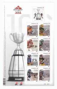 CANADA # 2567 VF-MNH 100th GREY CUP POST OFFICE FRESH S/SHEET OF 9