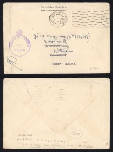 1943 Base Army Post Office Censor cover from Algeria