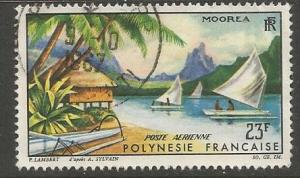 FRENCH POLNESIA C32 USED MOOREA SCENE STAMP 1964