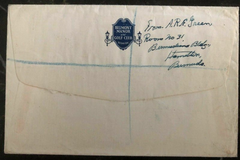 1943 Hamilton Bermuda Airmail Cover To England Scott # 126b High Value Stamp!