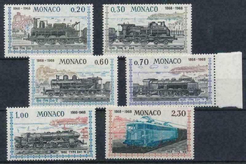 [M02] Monaco / 1968, Trains, MNH, Michel No: 896/901 (13€) 