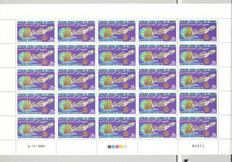 Comoros #619-622 Rotary, Space, Aviation 4v M/S of 25