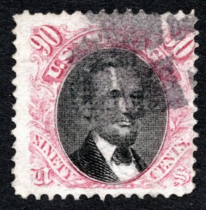 US 1869 90¢ Lincoln Stamp #122 in used condition CV $1,800