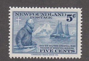 Newfoundland # 252, Sir Wilfred Grenfell, Mint NH, Has a slight Bend